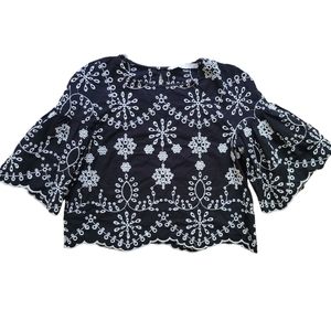 Zara Ruffled blouse with embroidery size small